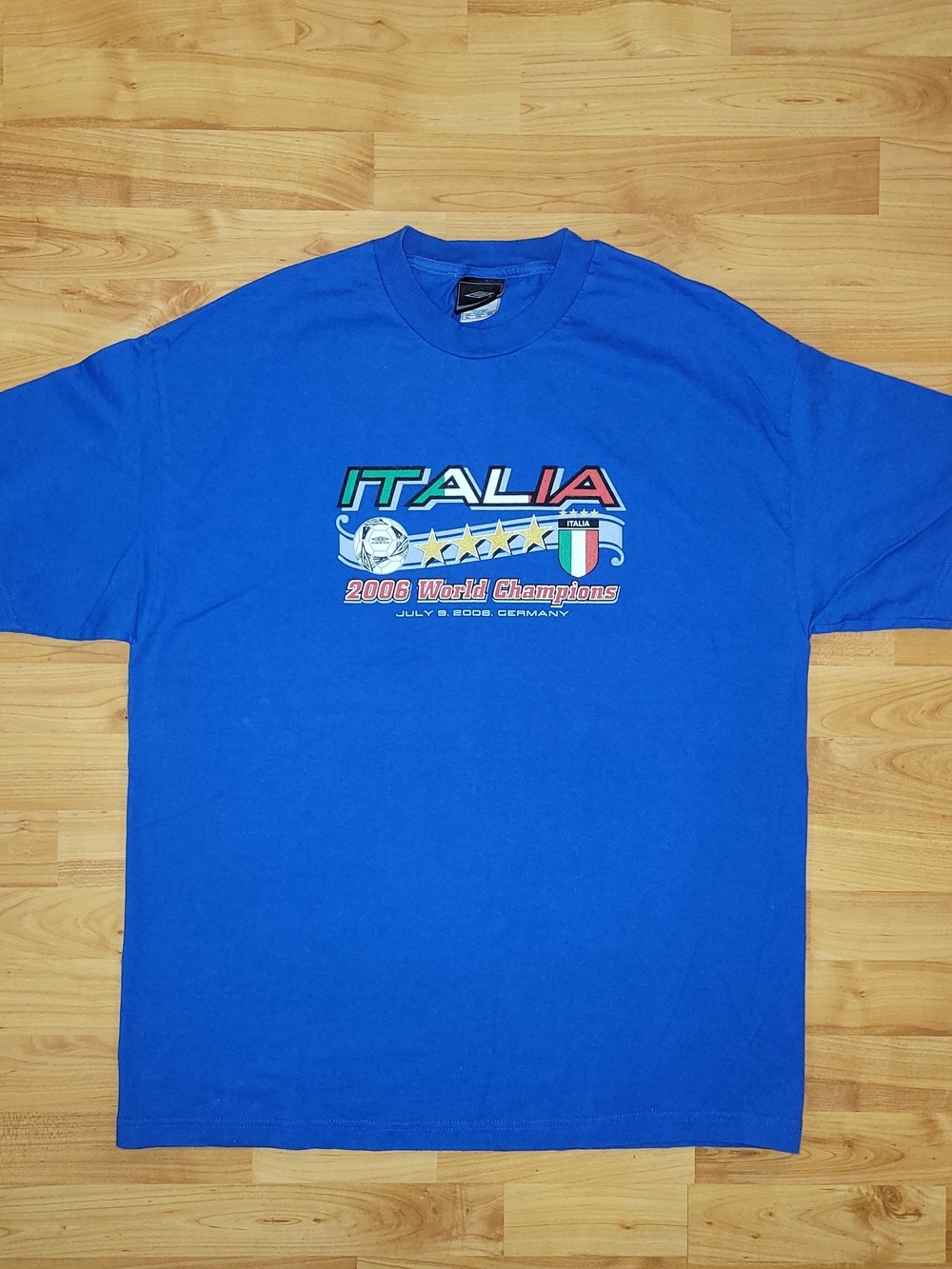 Italia 2006 Soccer World Champions XL Blue Graphic T-shirt Italy Soccer Futbol